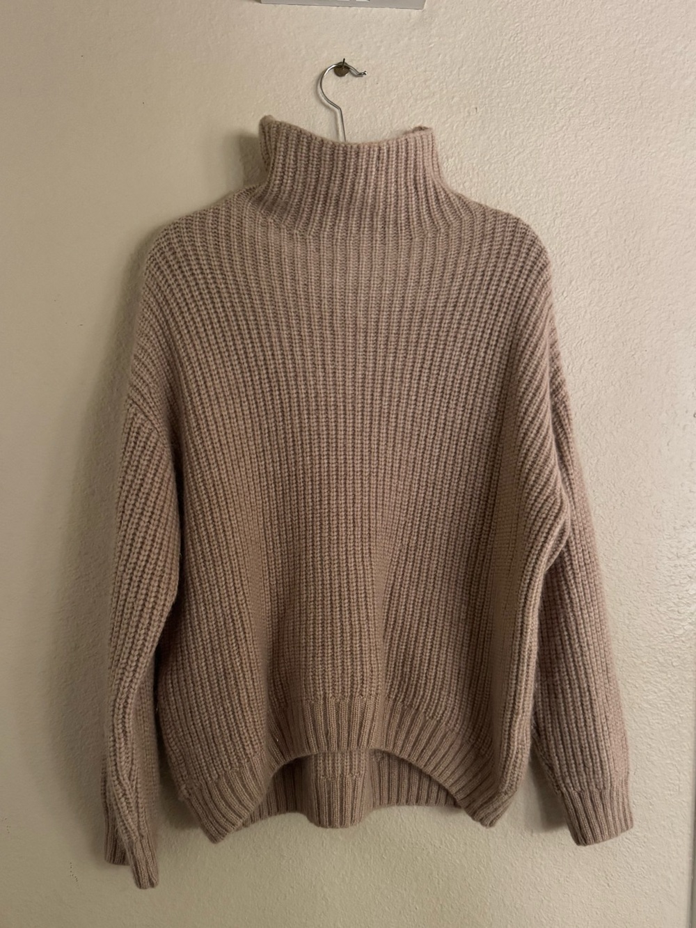Anine Bing Ribbed Cowl Neck Sweater in Taupe